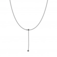 925 srebrna ogrlica - gusto povezane četvrtaste karike, sjajne perlice