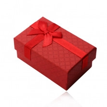 Pravokutna kutija za prsten, privjesak i naušnice, crvena mat površina, mašna