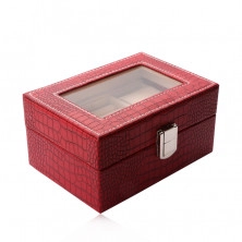Pravokutna kutija za nakit u crvenoj boji - imitacija krokodilske kože, kopča