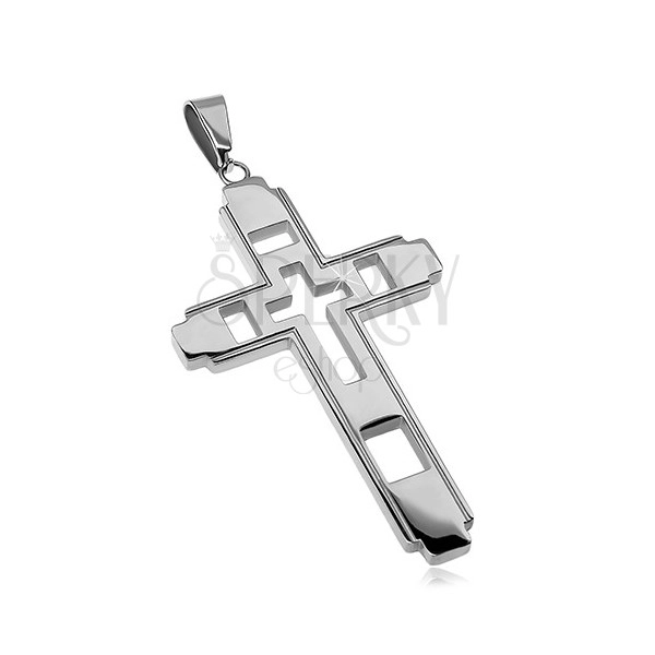 Privjesak od nehrđajućeg čelika, veliki križ sa urezanim križem