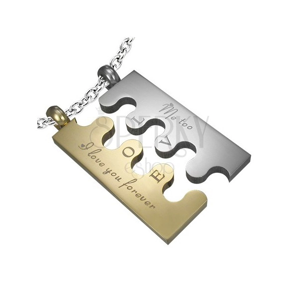 Privjesak od nehrđajućeg čelika, srebrno i zlatno, puzzle