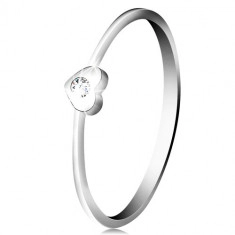 Dijamantni prsten u 9K bijelo zlatu - srce sa prozirnim briljantom
