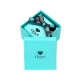 Poklon kutija za dijamantni nakit - tirkizni dizajn sa logotipom i crnom mašnom, kvadrat