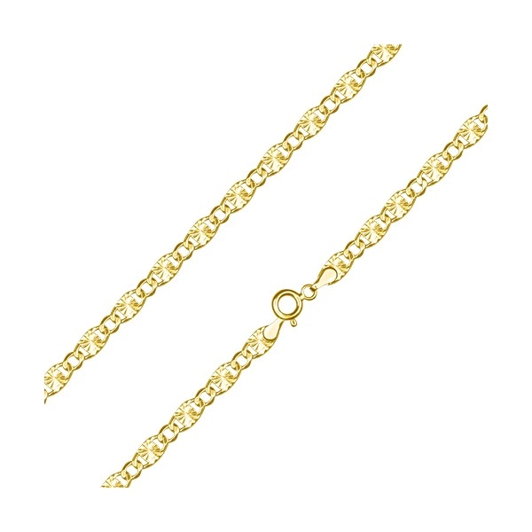 585 Zlatni lančić - zakošene i zrakama ukrašene ovalne karike, 500 mm