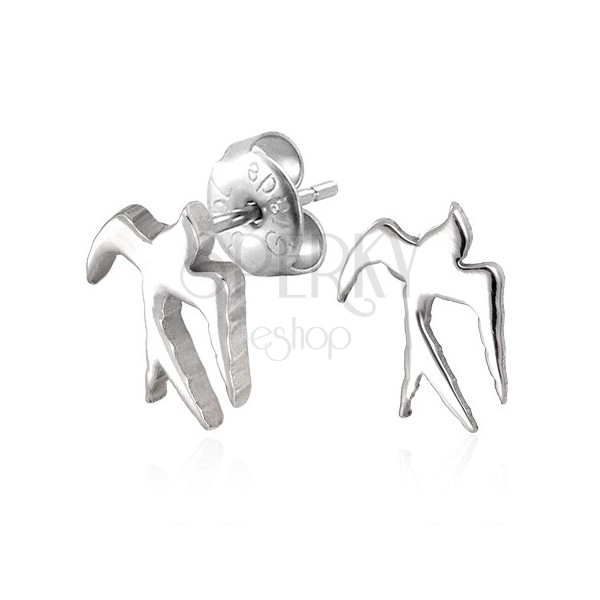 Čelične naušnice srebrne boje - sjajna lastavica