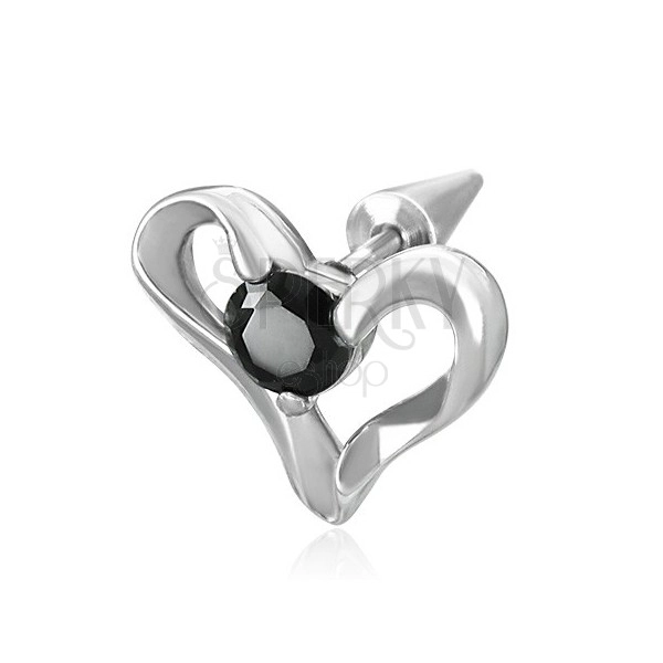 Lažni proširivač od nehrđajućeg čelika sa srcem i crnim cirkonom