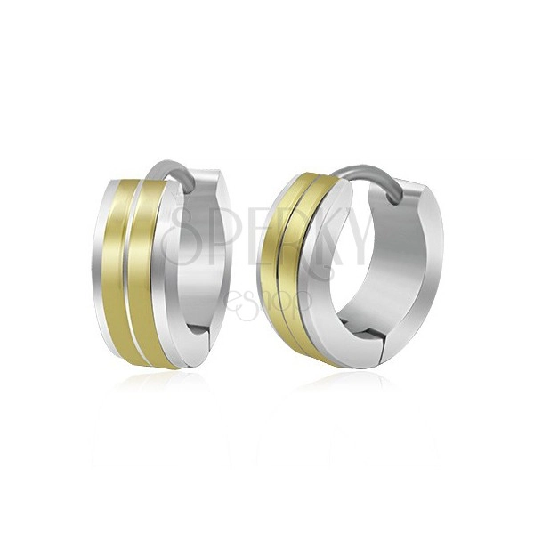 Čelični prsten učvršćen zglobnom kopčom, dvije pruge zlatne boje