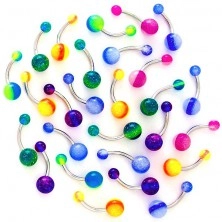 Šljokičasti piercing s kuglicama u dvije boje