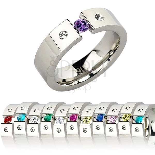 Čelični prsten s rođendanskim kamenom u bojama individualnih mjeseci