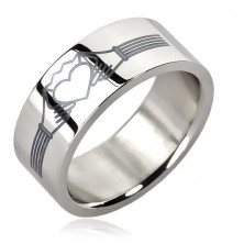 Prsten od nehrđajućeg čelika - srce s krunom - Claddagh dizajn prstena