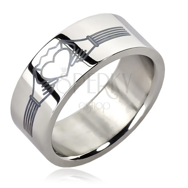 Prsten od nehrđajućeg čelika - srce s krunom - Claddagh dizajn prstena