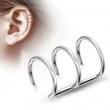Lažni 316L čelični piercing za uho - trikarike srebrne boje
