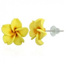 Cvijet plumerije - žute Fimo naušnice