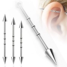 Industrijski piercing za uši s tri prstena i šiljastim glavama