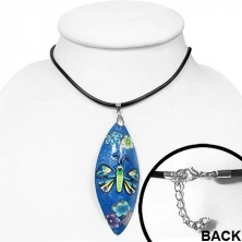 Ogrlica izrađena FIMO mase - plavi oval, leptir