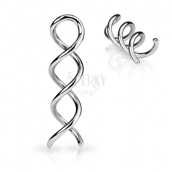 Čelični piercing za uho srebrne boje - sjajna silueta spirale