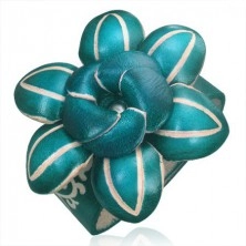 Kožna narukvica - tamno zeleni 3D cvijet sa dekorativnim usjecima