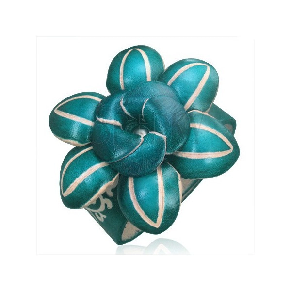 Kožna narukvica - tamno zeleni 3D cvijet sa dekorativnim usjecima