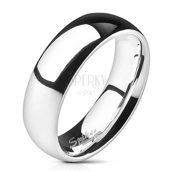 Glatki čelični prsten - sjajno srebro, 6 mm