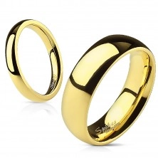 Glatki čelični prsten - sjajno zlato, 4 mm