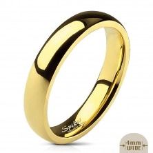 Glatki čelični prsten - sjajno zlato, 4 mm