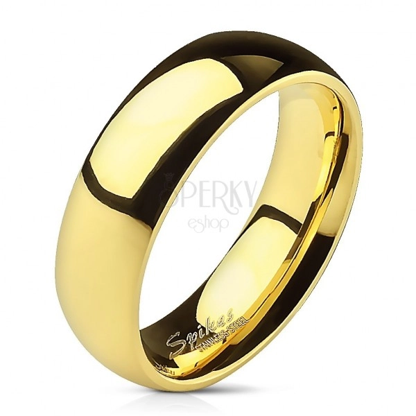 Glatki čelični prsten - sjajno zlato, 6 mm