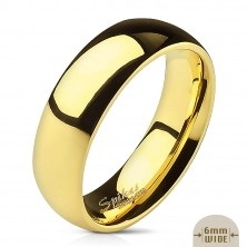 Glatki čelični prsten - sjajno zlato, 6 mm