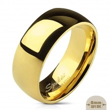 Glatki čelični prsten - sjajno zlato, 8 mm