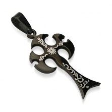 Privjesak od crnog nehrđajućeg čelika, srednjovijekovna sjekira ukrašena ornamentima