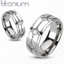 Prsten od titana - cirkoni u obliku dijamantnog graviranja
