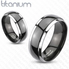 Prsten od titana - crna i srebrna kombinacija boja