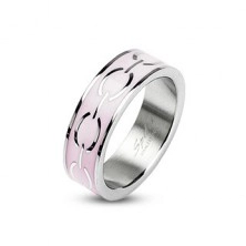 Čelični prsten - ružičasto obojena unutarnja pruga, uzorak lanca