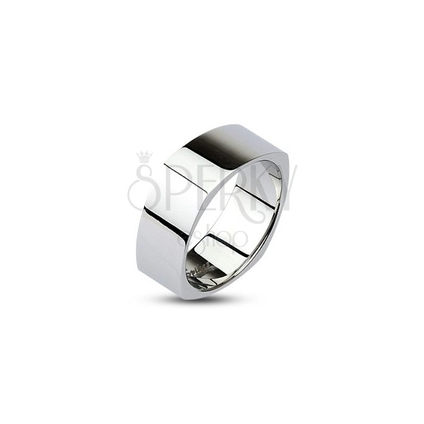 Kutni čelični vjenčani prsten - sjajna srebrna površina