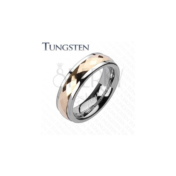Vjenčani prsten od volframa - ružičasto-zlatni rotirajući srednji dio