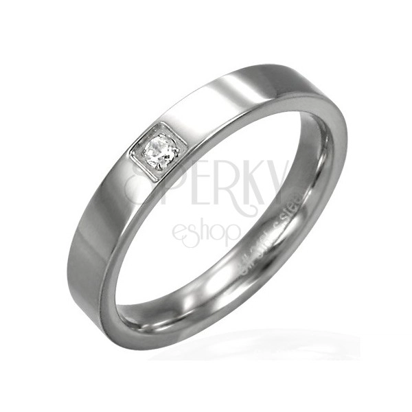 Sjajni vjenčani prsten - okrugli cirkon u kvadratu