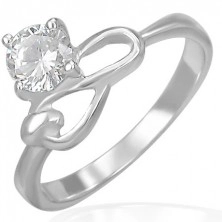 Čelični zaručnički prsten - prozirni cirkon, simbol beskonačnosti