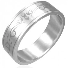 Prsten od nehrđajućeg čelika - mat površina, tribal motiv