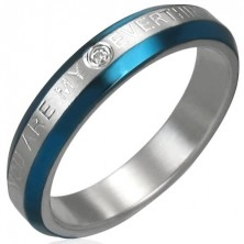 Zaručnički prsten - plave pruge, cirkon, znak