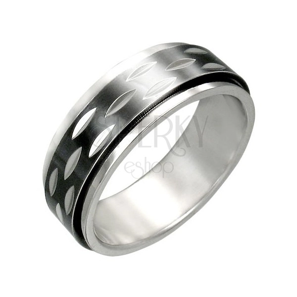 Prsten od nehrđajućeg čelika s okretnim crnim prstenom