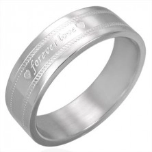 Čelični vjenačani prsten s natpisom FOREVER LOVE