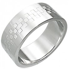 Prsten od sjajnog nehrđajućeg čelika s uzorkom šahovske ploče