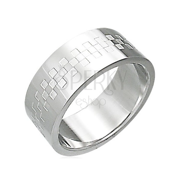 Prsten od sjajnog nehrđajućeg čelika s uzorkom šahovske ploče