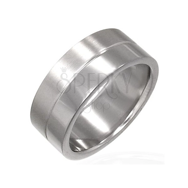 Prsten od nehrđajućeg čelika - s ugraviranom linijom