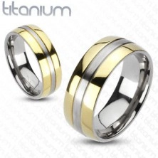 Prsten od titana - zlatna i srebrna kombinacija boja