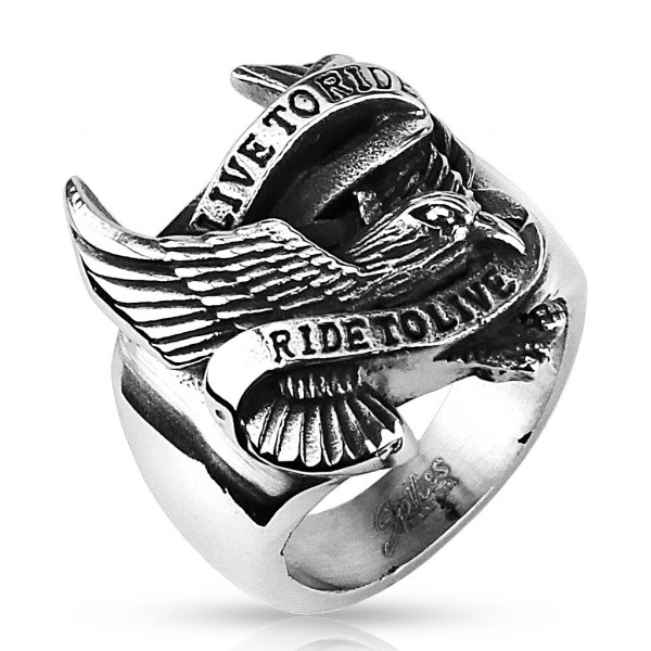 Prsten od nehrđajućeg čelika s orlom i natpisima