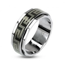 Prsten od nehrđajućeg čelika s rotirajućim središnjim dijelom u grčkom stilu