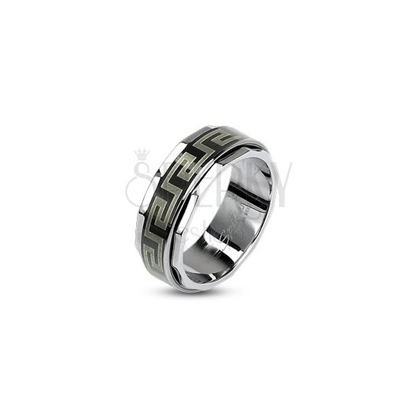 Prsten od nehrđajućeg čelika s rotirajućim središnjim dijelom u grčkom stilu
