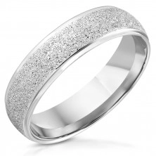 Prsten od nehrđajućeg čelika - sjajni rubovi, svjetlucava pjeskarena pruga