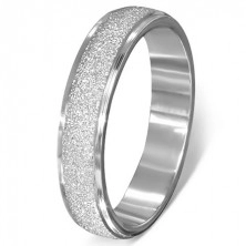 Prsten od nehrđajućeg čelika - sjajni rubovi, svjetlucava pjeskarena pruga