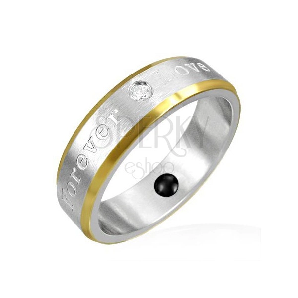 Magnetski čelični prsten - zlatni rubovi, romantična gravura